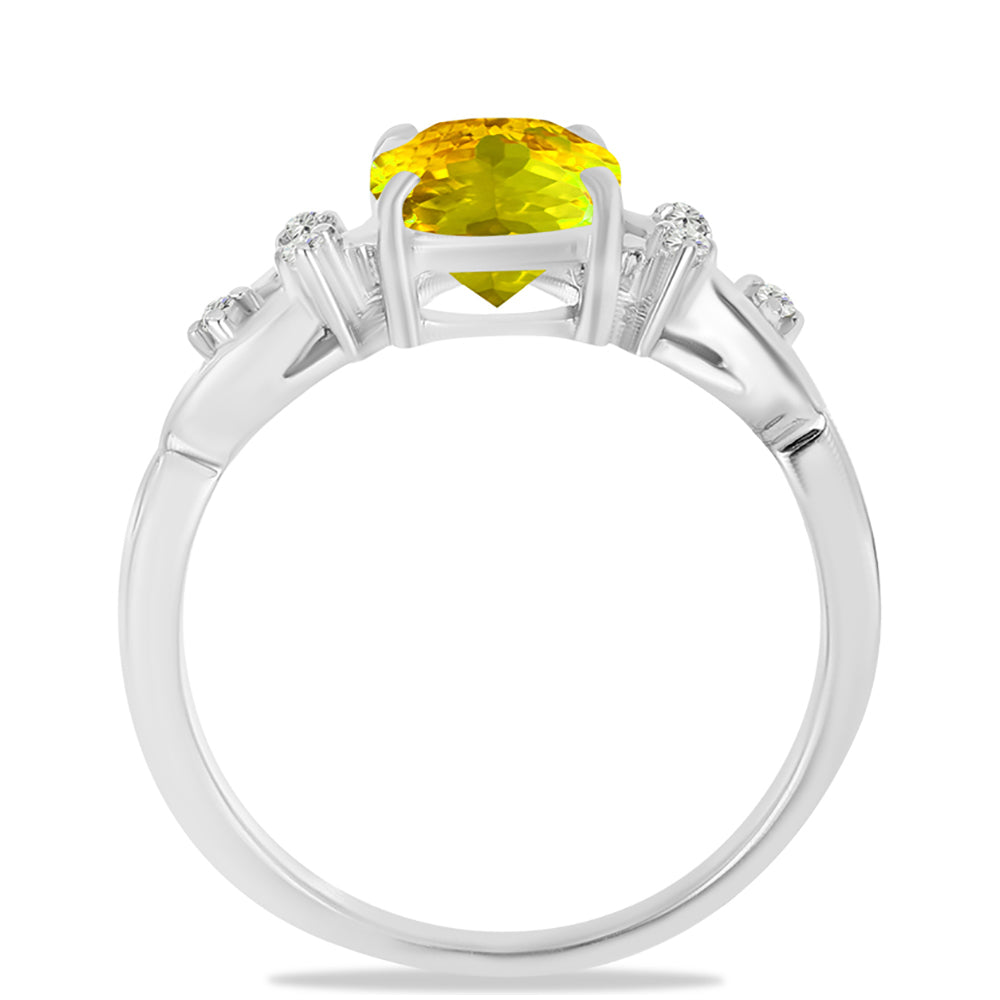 Anillo de Plata con Citrino de los Montes Urales y Topacio Blanco