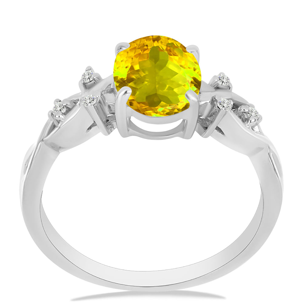 Anillo de Plata con Citrino de los Montes Urales y Topacio Blanco 3 
