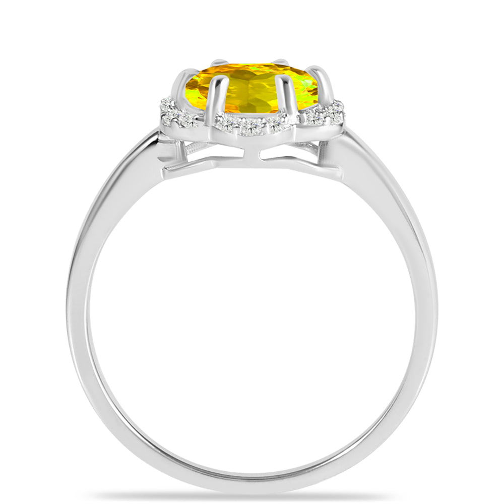 Anillo de Plata con Citrino de los Montes Urales y Topacio Blanco