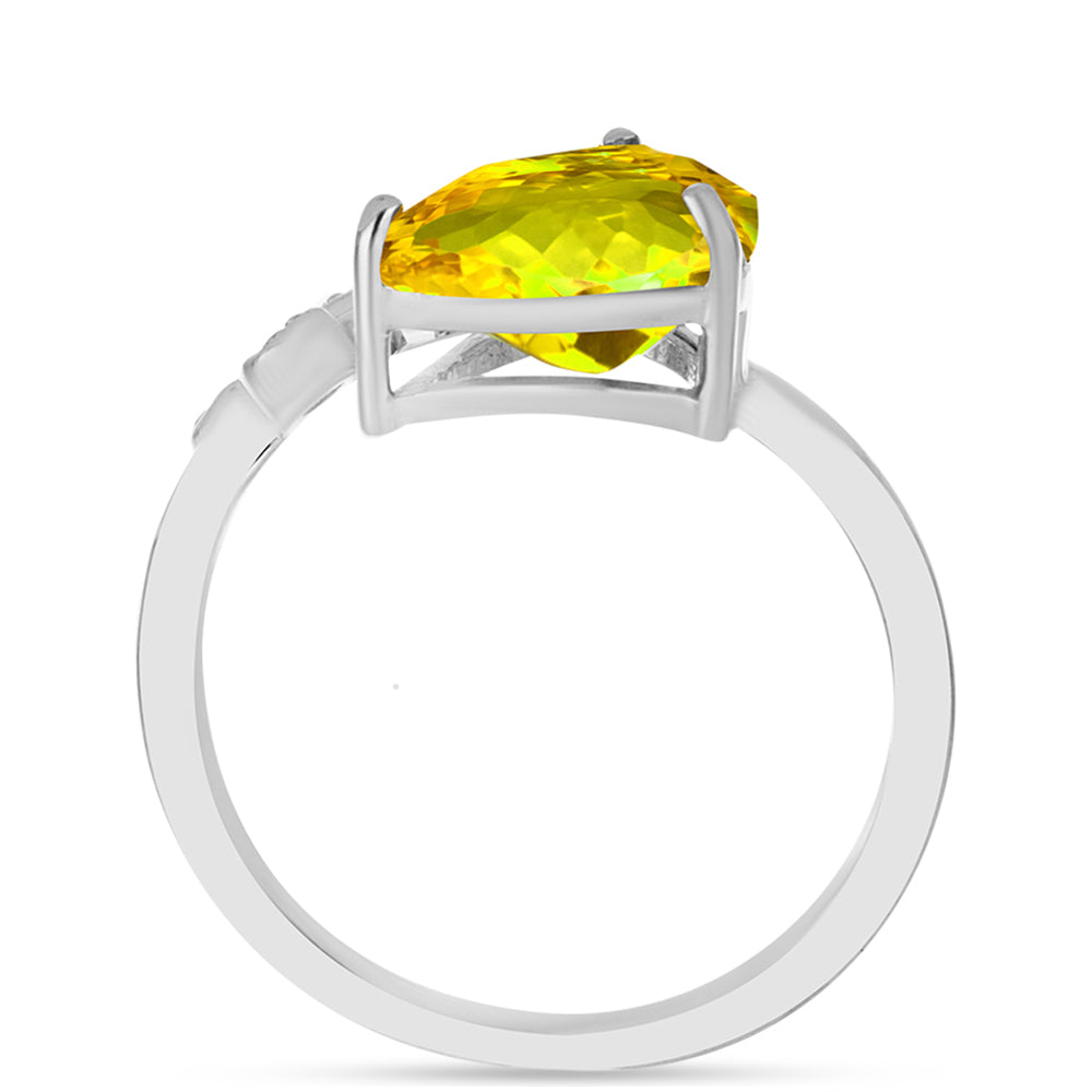 Anillo de Plata con Citrino de los Montes Urales y Topacio Blanco 2 