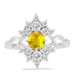 Anillo de Plata con Citrino de los Montes Urales y Topacio Blanco