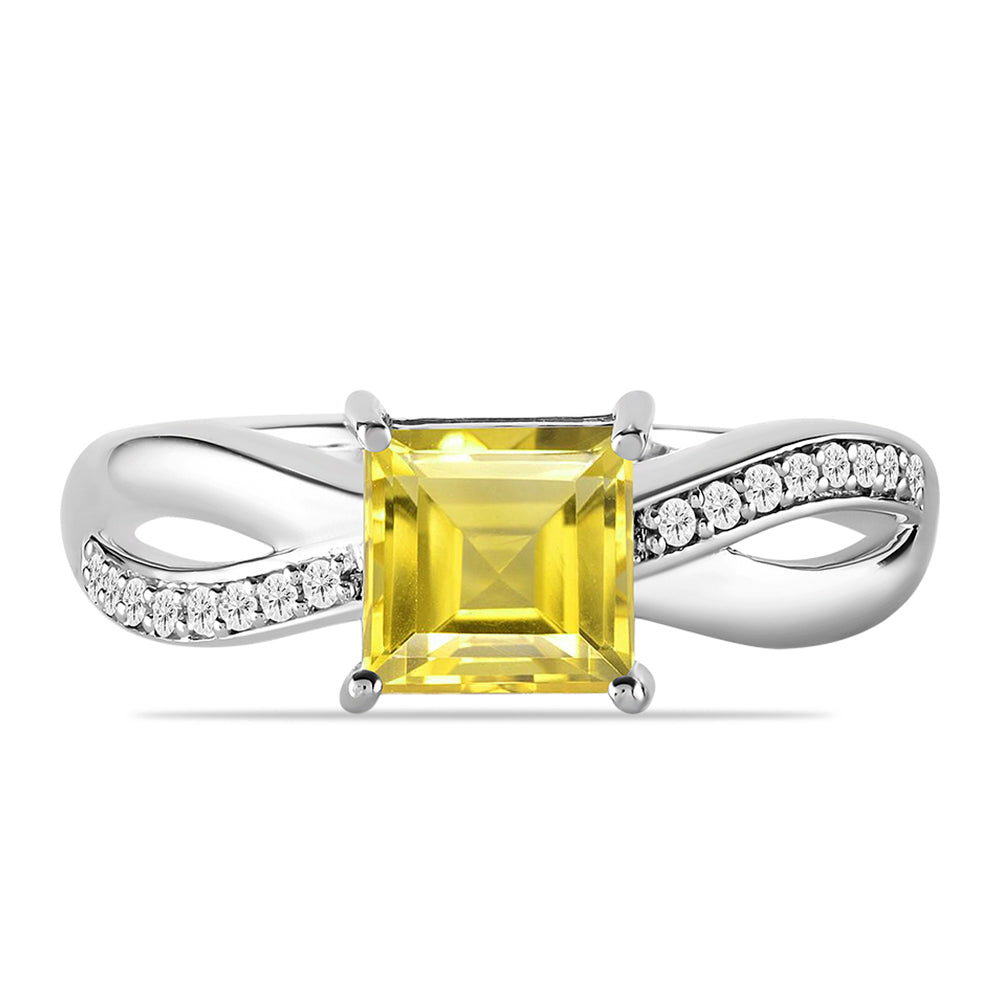 Anillo de Plata con Citrino de los Montes Urales y Topacio Blanco 1 