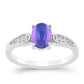 Anillo de Plata con Piedra Lunar Púrpura y Topacio Blanco