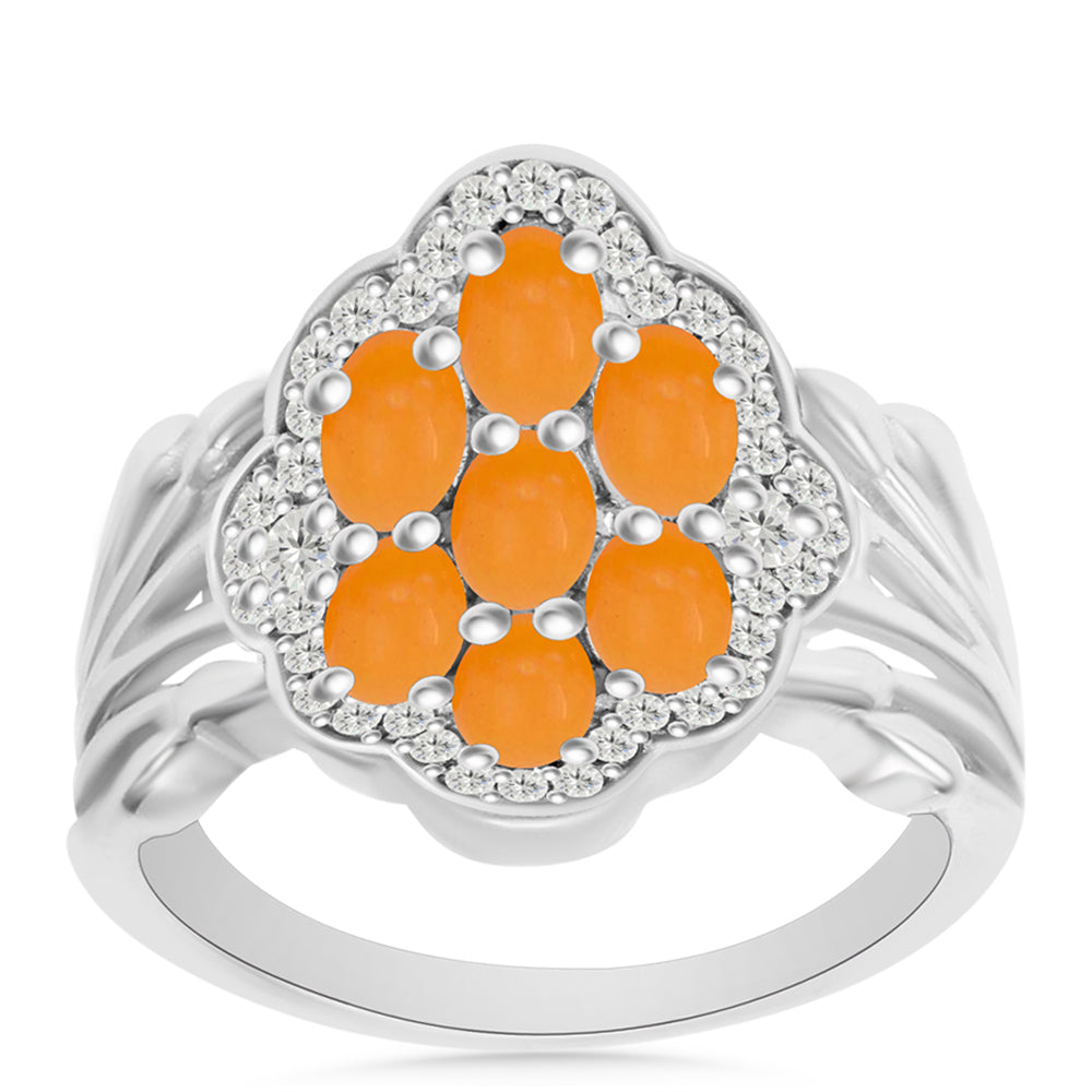 Anillo de Plata con Jade Amarillo y Topacio Blanco 2 