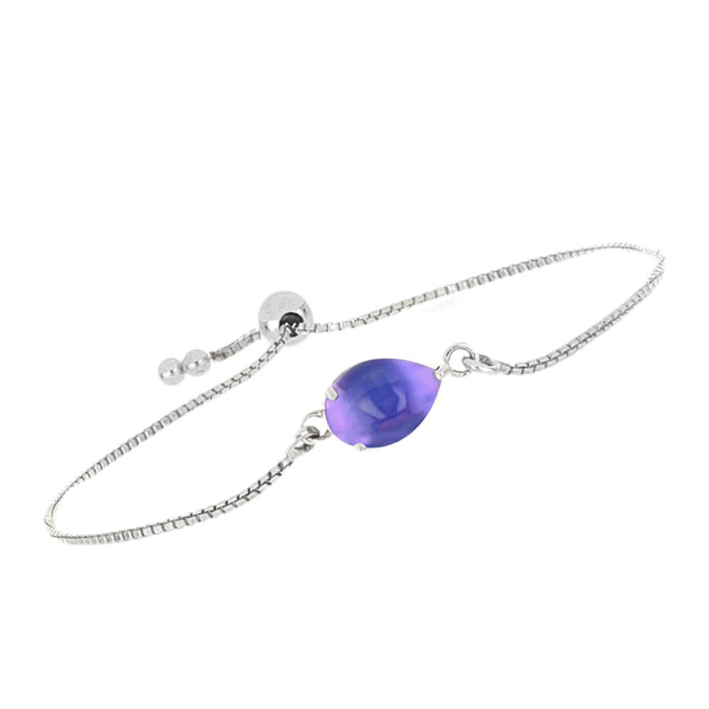 Pulsera de Plata con Piedra Lunar Púrpura 2 