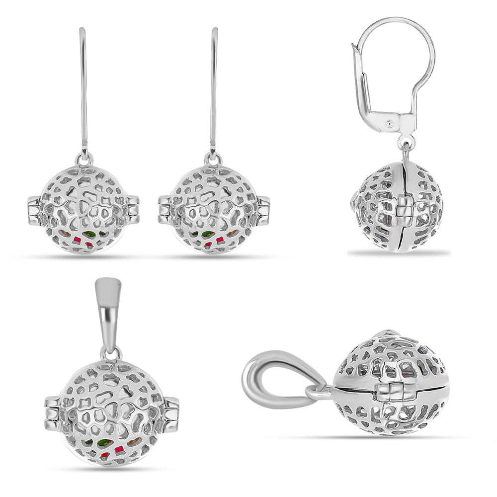 Conjunto de Plata con Tanzanita AAA y Diópsido de Cromo ( Pendientes +Colgante )