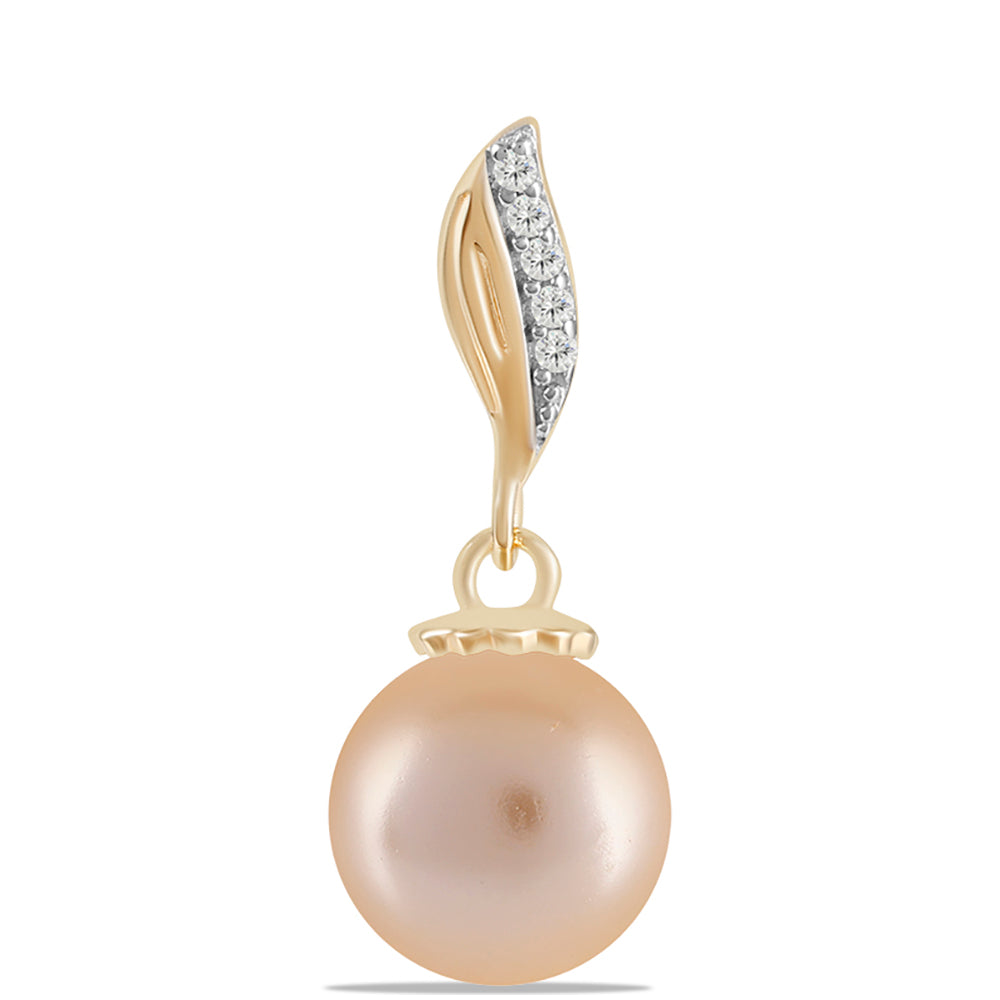 Colgante de Plata Bañada en Oro con Perla Dorada de Agua Dulce y Topacio Blanco 1 