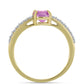 Anillo de Plata Bañada en Oro con Fluorita rosa y Topacio Blanco