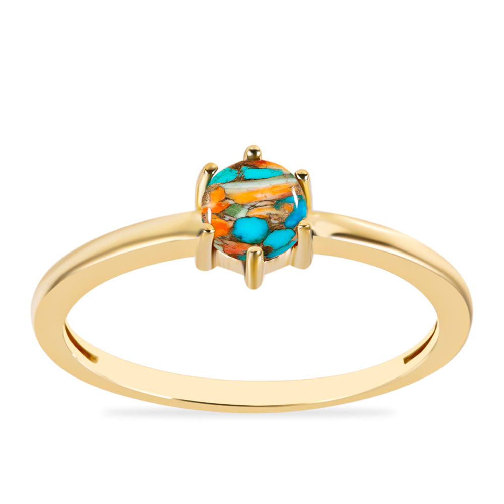 Anillo de Plata Bañada en Oro con Turquesa Ostra