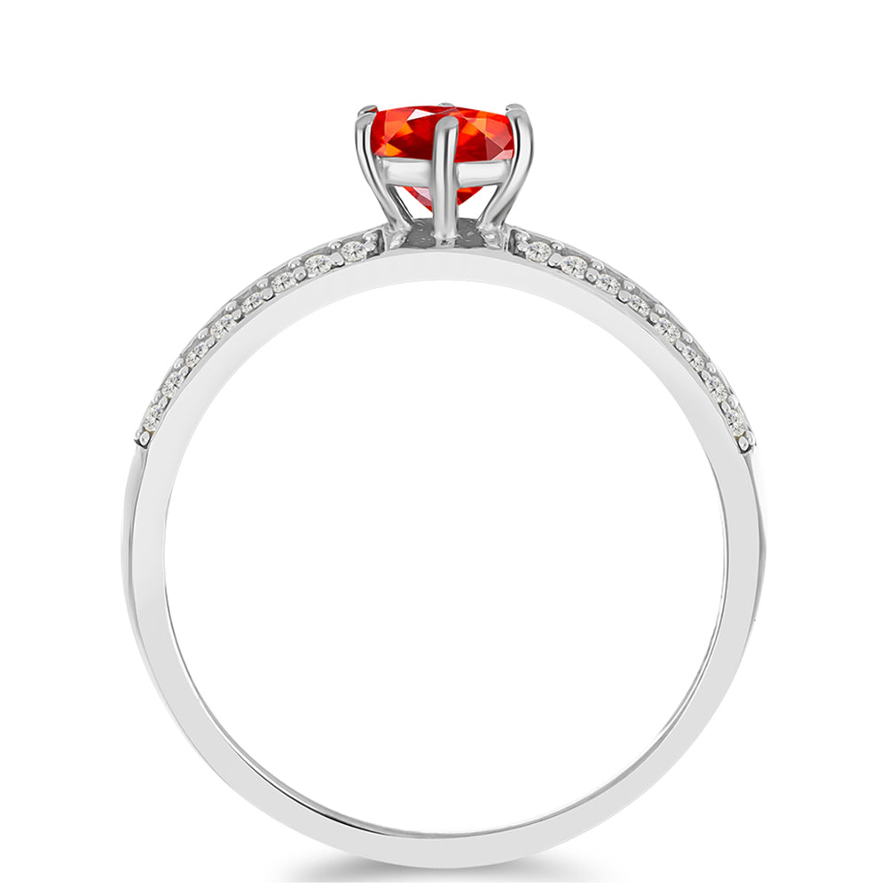 Anillo de Plata con Ópalo Rojo etíope de Lega Dembi y Topacio Blanco 2 