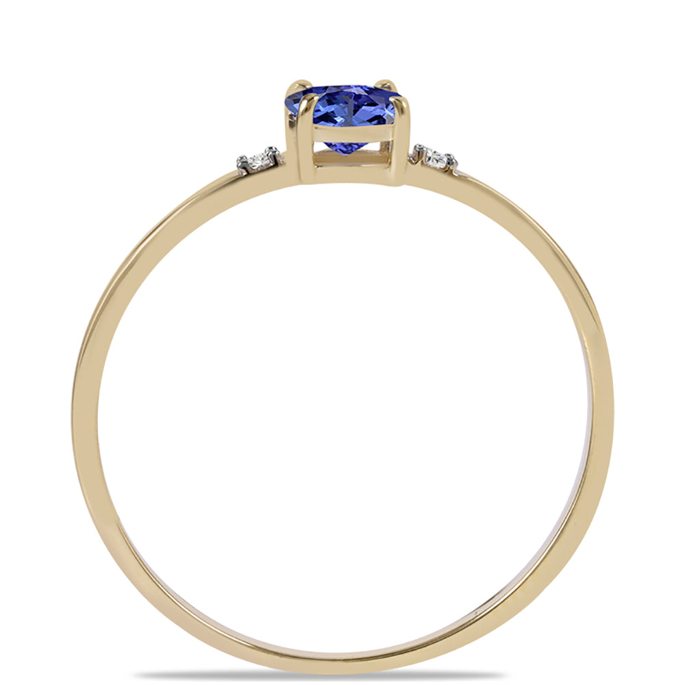 Anillo de Oro 9K con Tanzanita AAA y Zircón blanco natural 2 