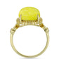 Anillo de Plata Bañada en Oro con Serpentina Amarilla y Topacio Blanco