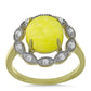 Anillo de Plata Bañada en Oro con Serpentina Amarilla y Topacio Blanco