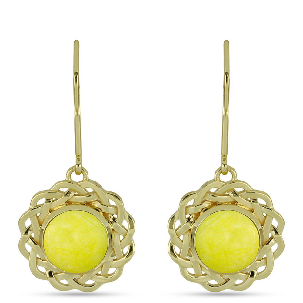 Pendientes de Plata Bañada en Oro con Serpentina Amarilla