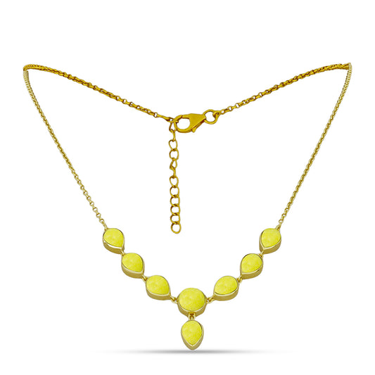 Collar de Plata Bañada en Oro con Serpentina Amarilla