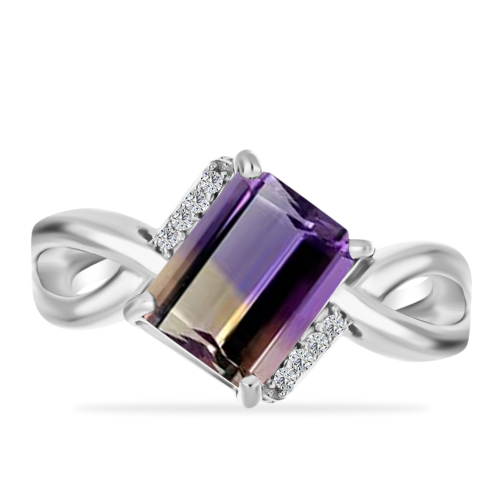 Anillo de Plata con Amatrino de Anahi y Topacio Blanco 1 