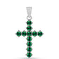 Cruz Colgante de Plata con Turmalina Verde