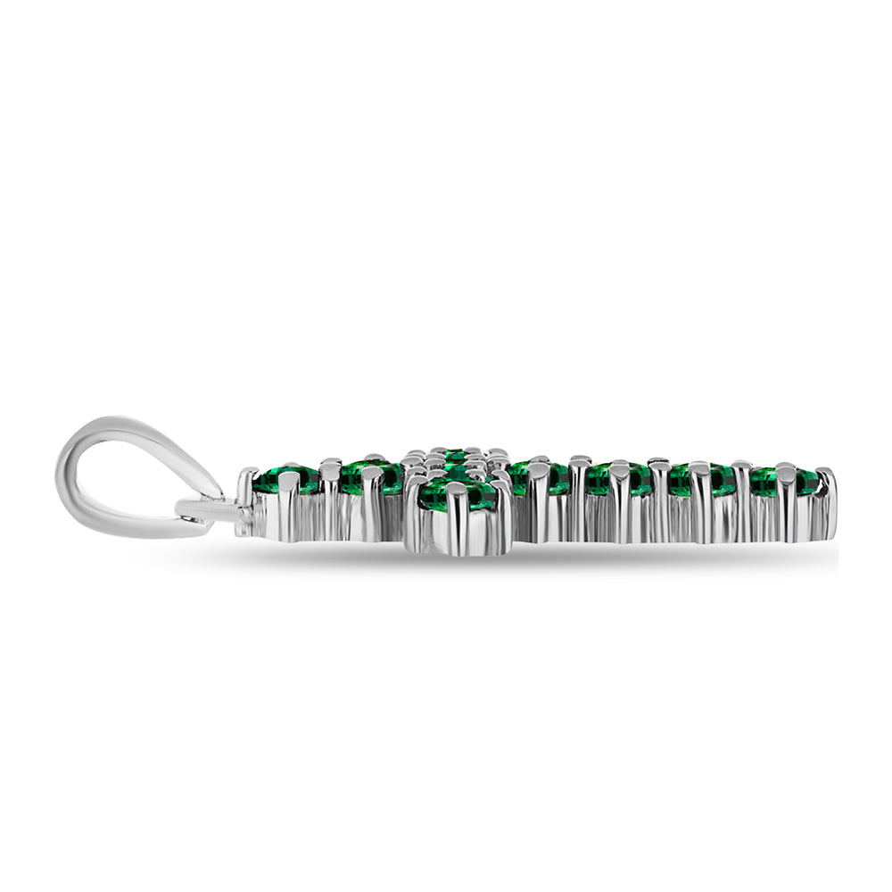 Cruz Colgante de Plata con Turmalina Verde