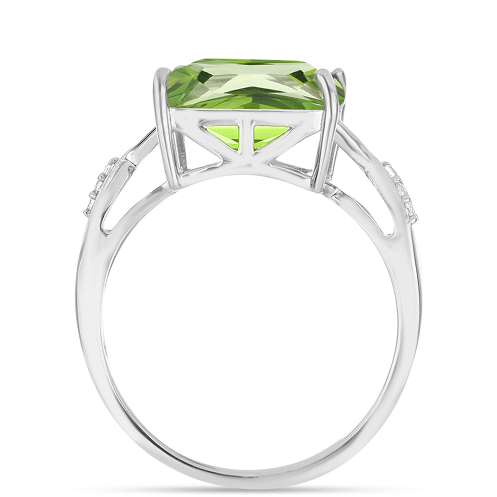 Anillo de Plata con Cuarzo Verde Helecho y Topacio Blanco 2 