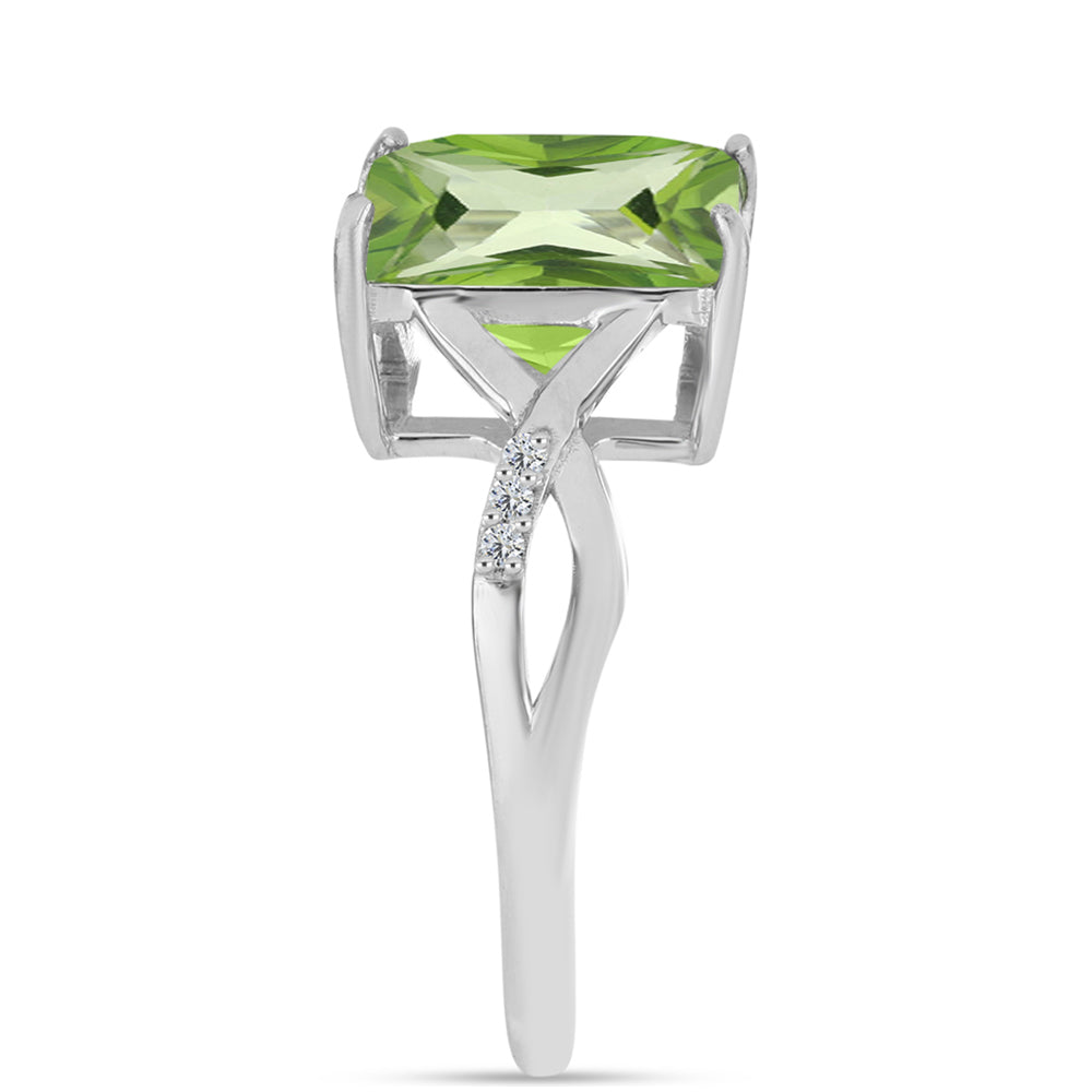 Anillo de Plata con Cuarzo Verde Helecho y Topacio Blanco 4 
