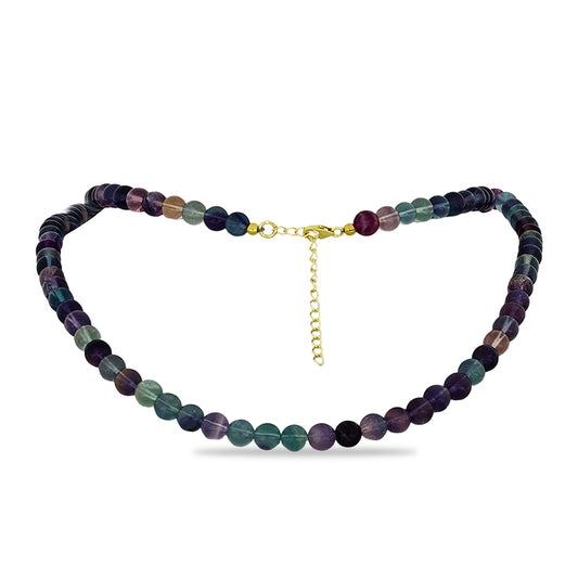 Collar de Plata Bañada en Oro con Fluorita Bicolor