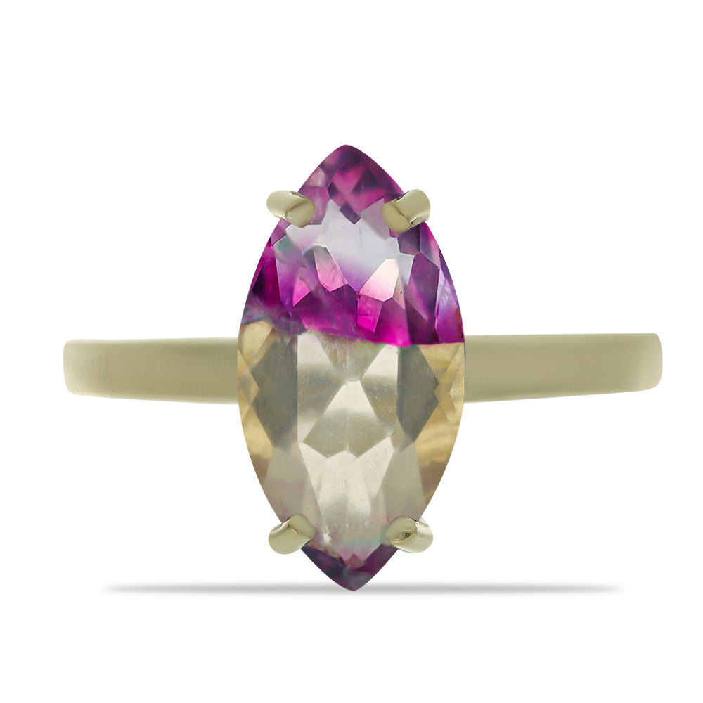 Anillo de Plata Bañada en Oro con Fluorita morada 1 
