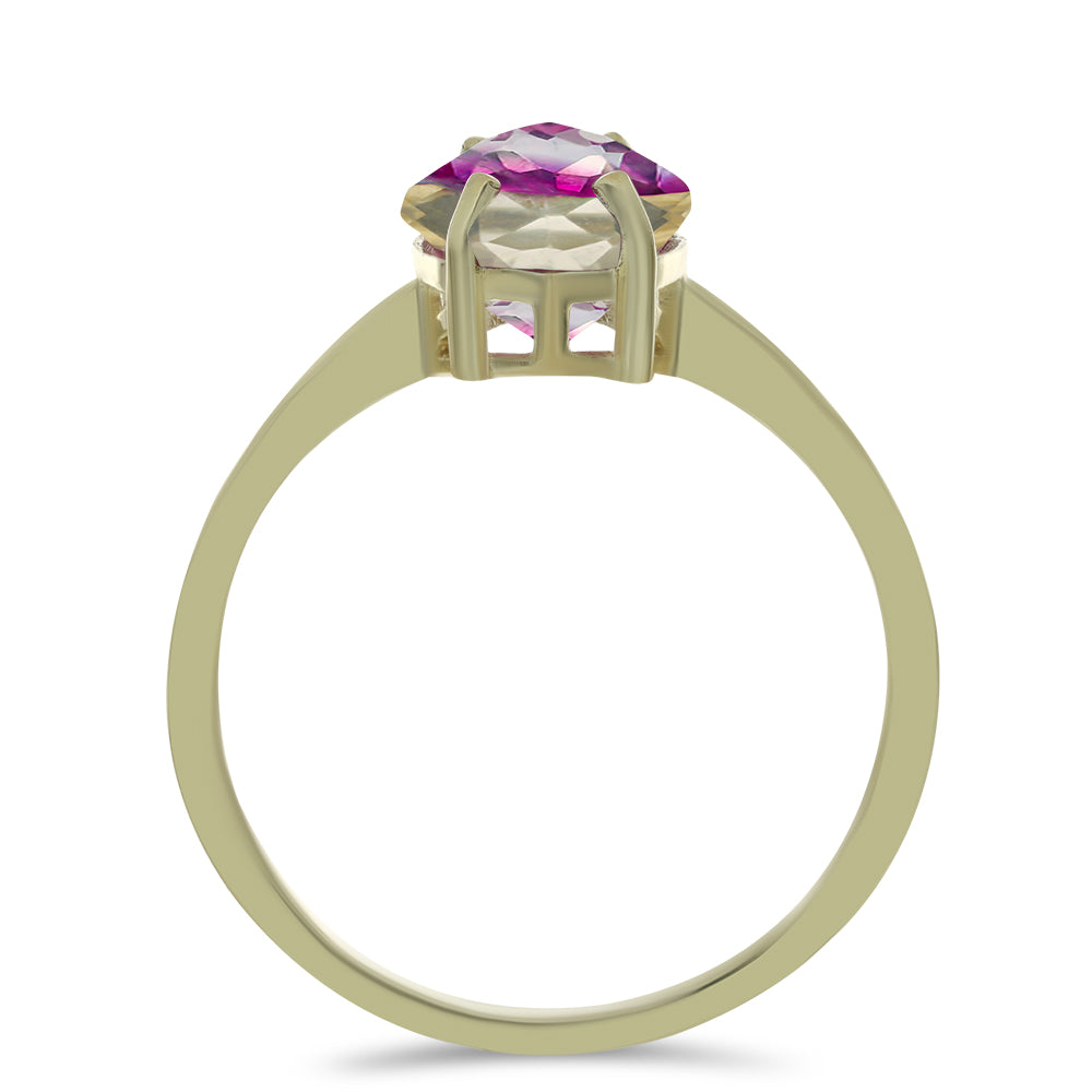 Anillo de Plata Bañada en Oro con Fluorita morada 2 