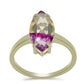 Anillo de Plata Bañada en Oro con Fluorita morada