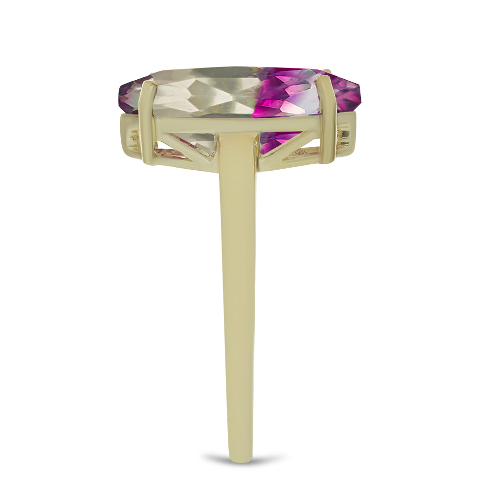 Anillo de Plata Bañada en Oro con Fluorita morada 4 