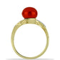 Anillo de Plata Bañada en Oro con Perla roja de río y Topacio Blanco
