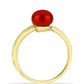 Anillo de Plata Bañada en Oro con Perla roja de río y Topacio Blanco