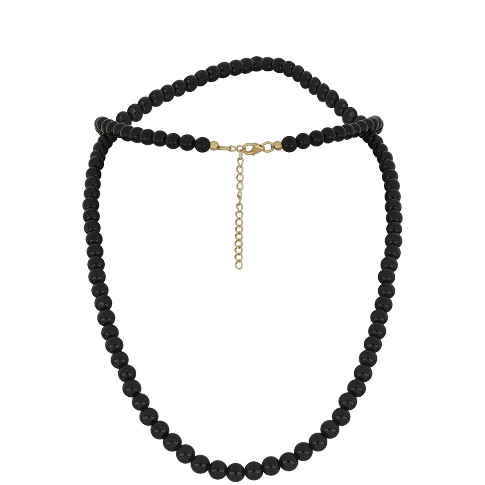 Collar de Plata Bañada en Oro con Ónix Negro 1 