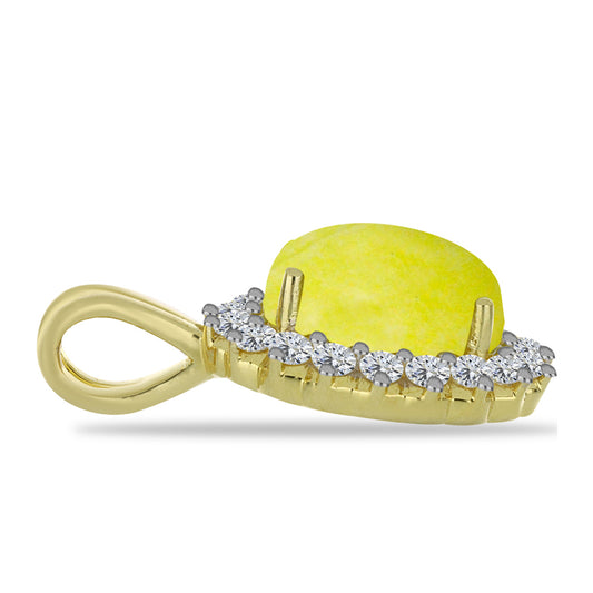 Colgante de Plata Bañada en Oro con Serpentina Amarilla y Topacio Blanco