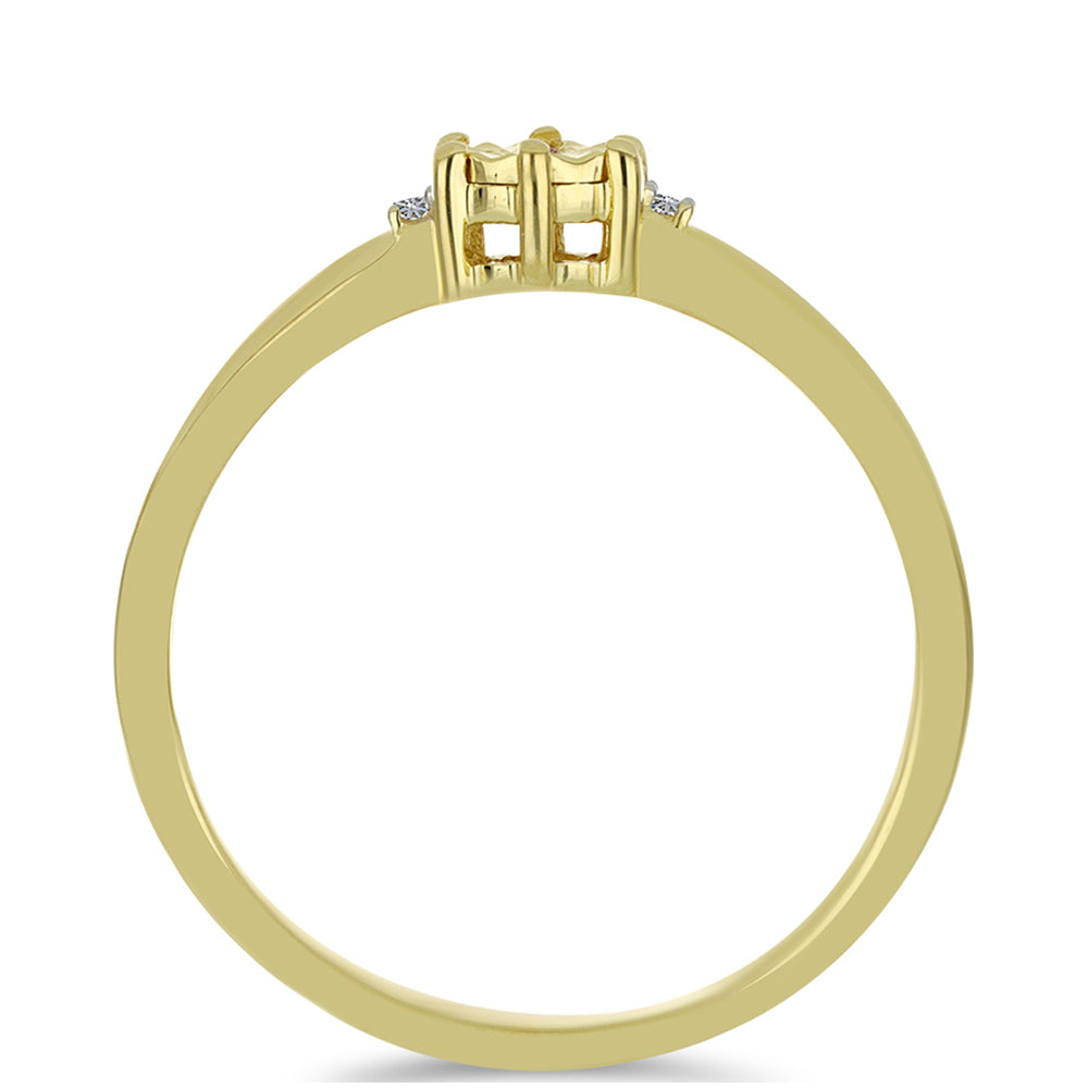 Anillo de Plata Bañada en Oro con Diamante Champagne y Diamante blanco