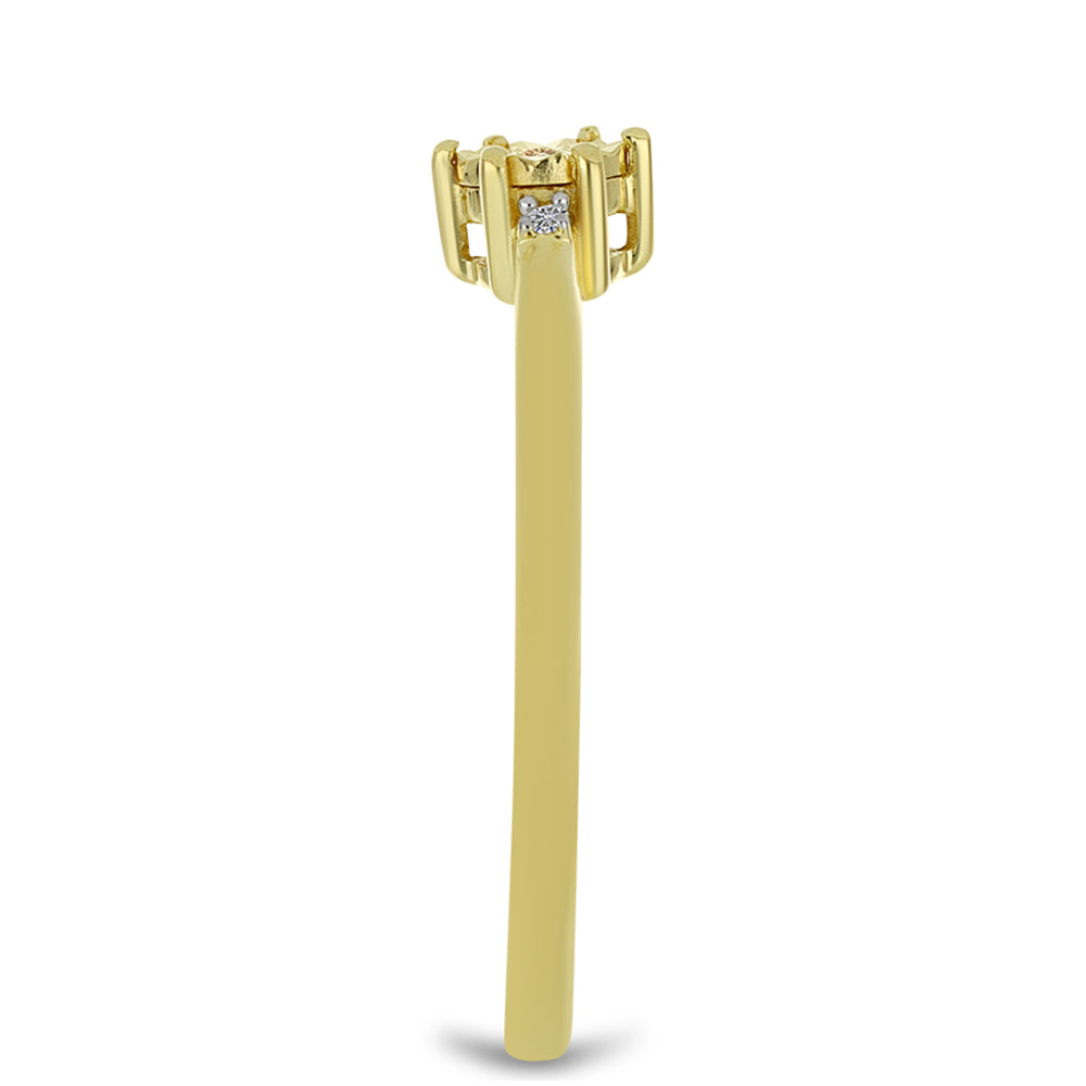 Anillo de Plata Bañada en Oro con Diamante Champagne y Diamante blanco