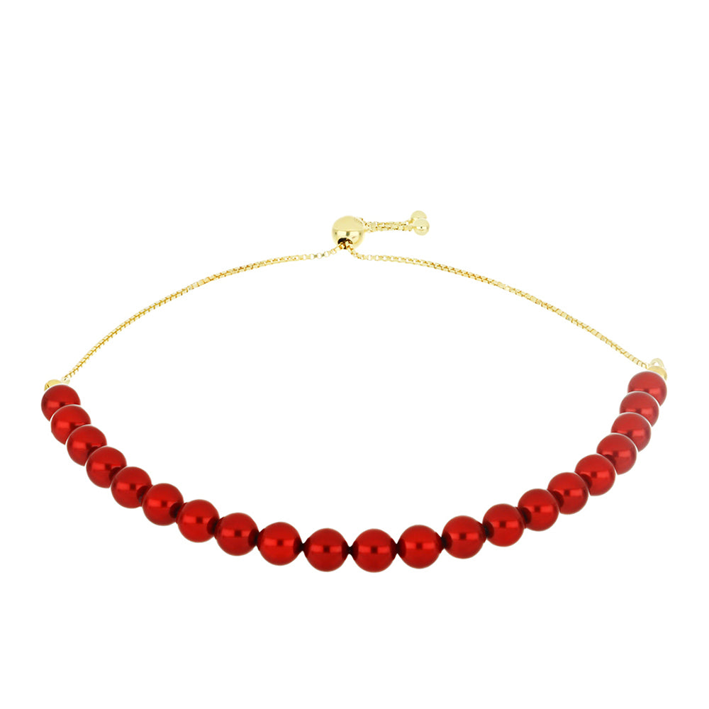 Pulsera de Plata Bañada en Oro con Perla roja de río 1 