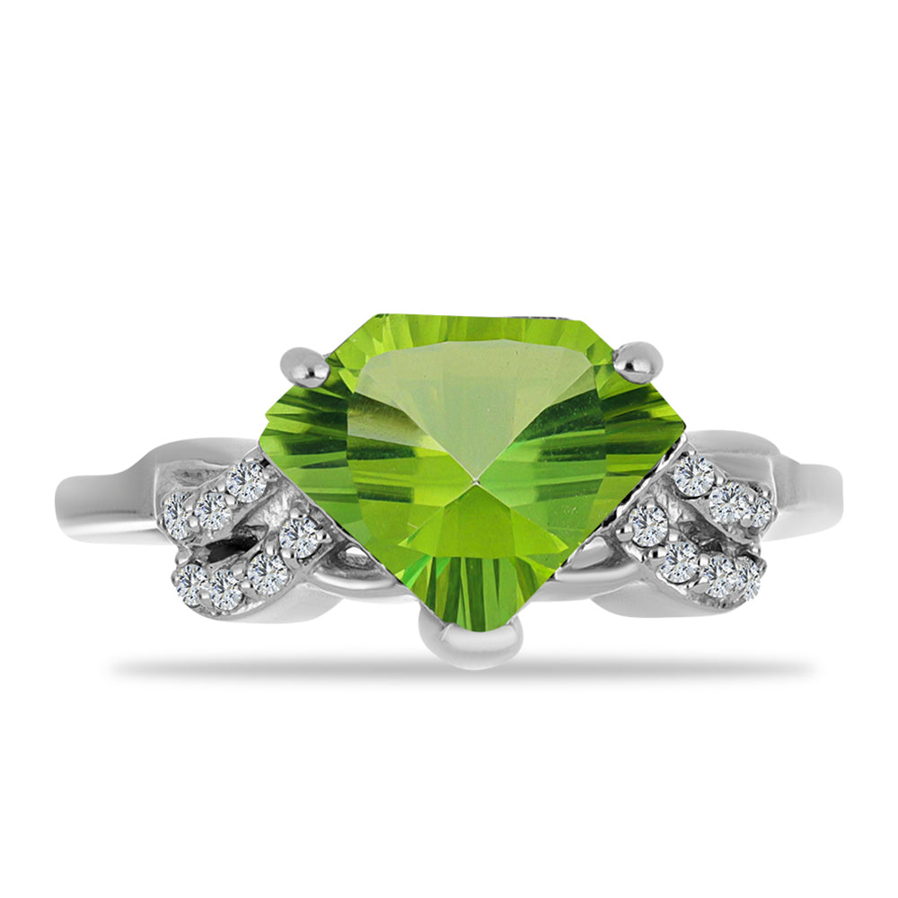 Anillo de Plata con Cuarzo Verde Helecho y Topacio Blanco