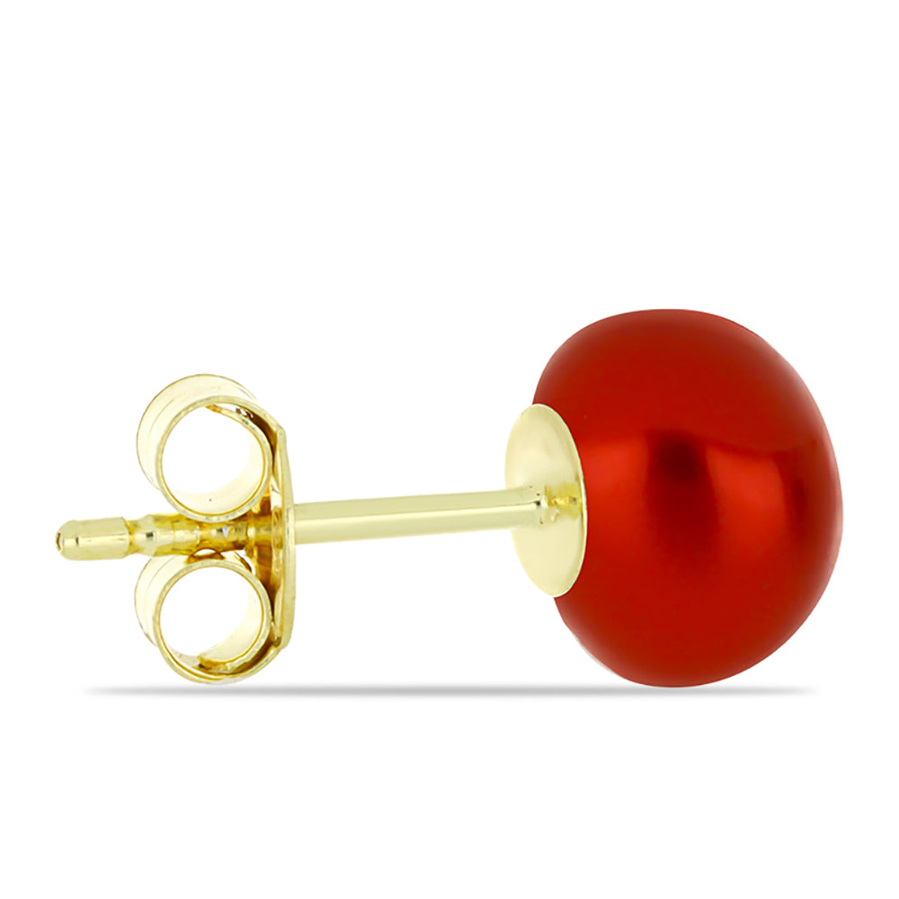 Pendientes de Plata Bañada en Oro con Perla roja de río 2 
