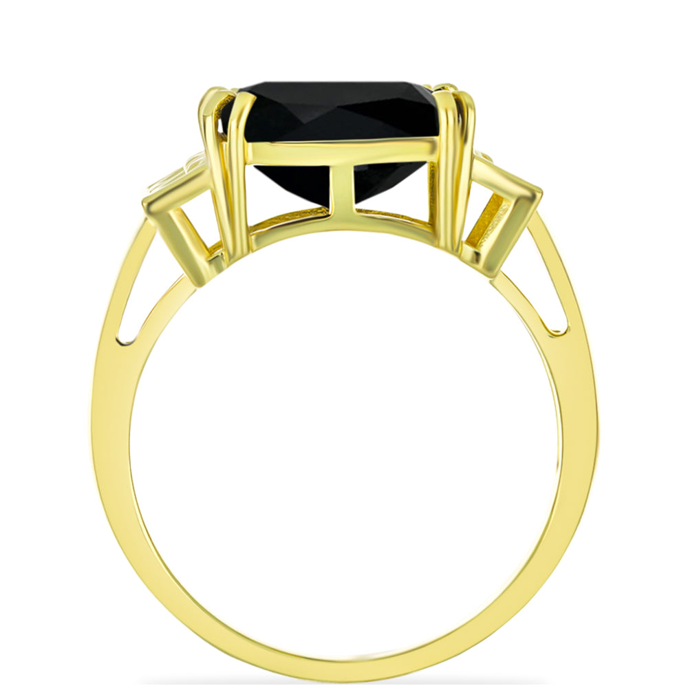Anillo de Plata Bañada en Oro con Ónix Negro 2 