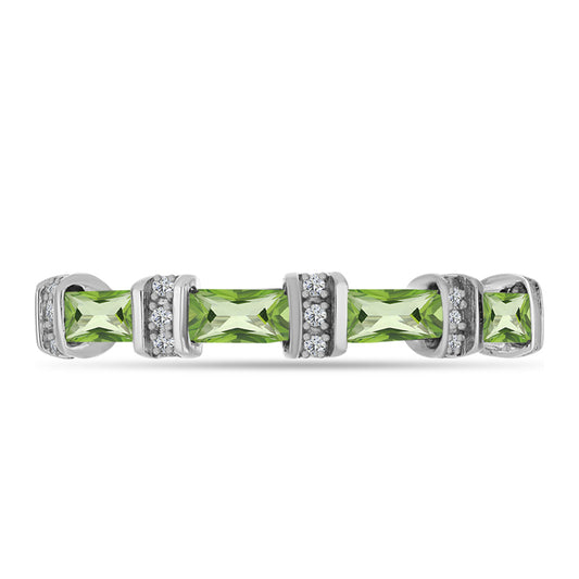 Anillo de Plata con Cuarzo Verde Helecho y Topacio Blanco