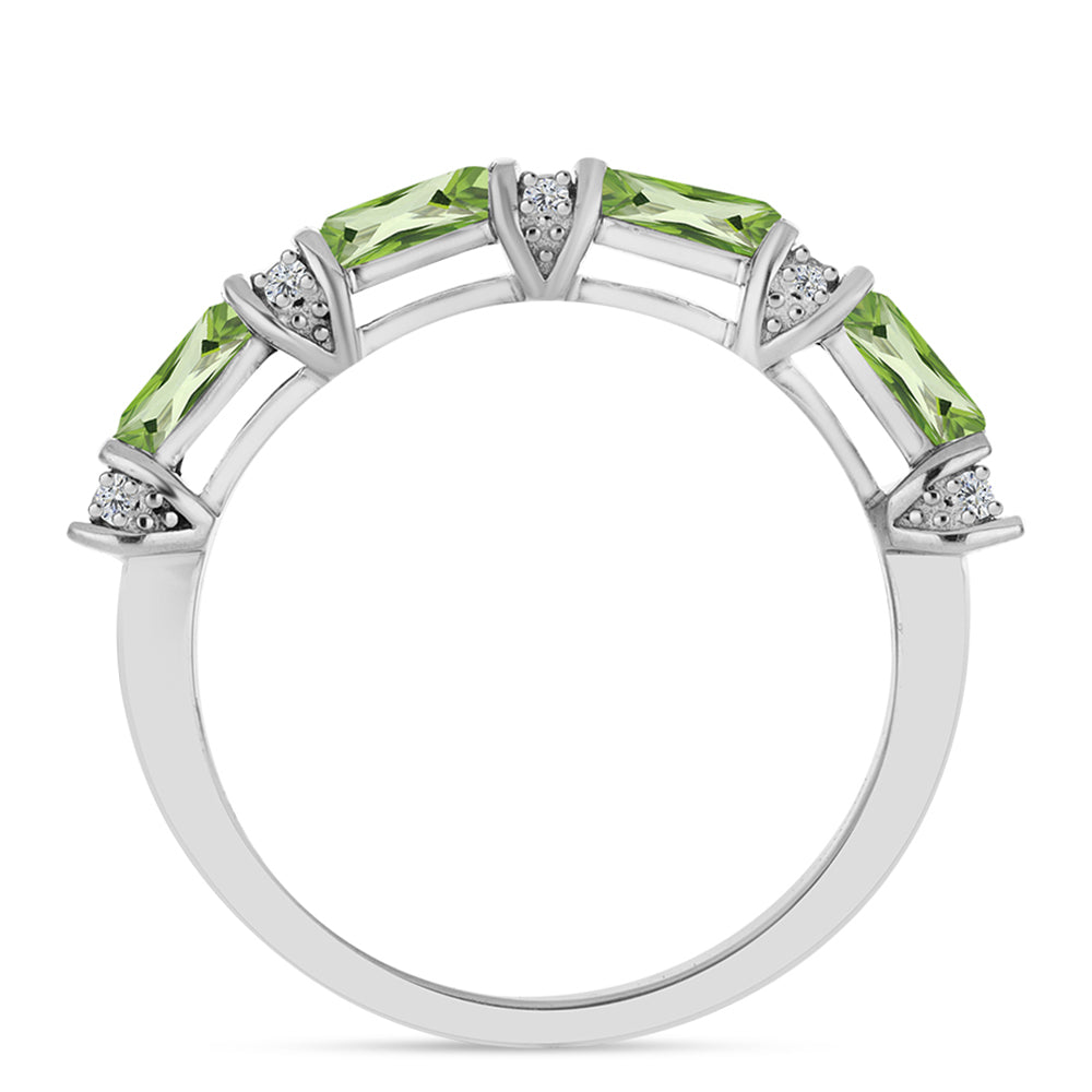 Anillo de Plata con Cuarzo Verde Helecho y Topacio Blanco 3 