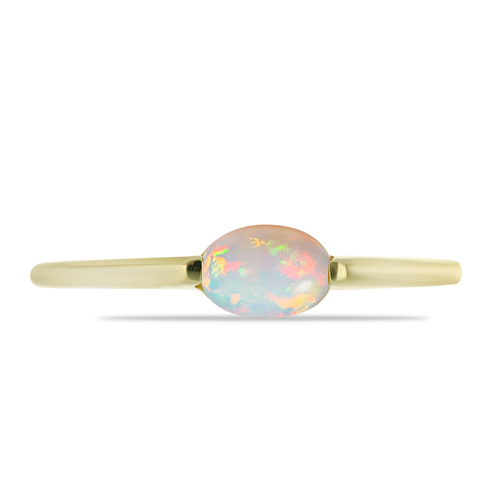 Anillo de Plata Bañada en Oro con Ópalo Welo