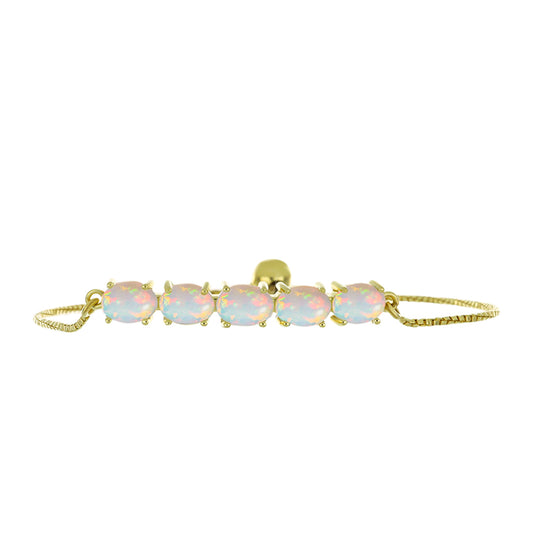 Pulsera de Plata Bañada en Oro con Ópalo Welo