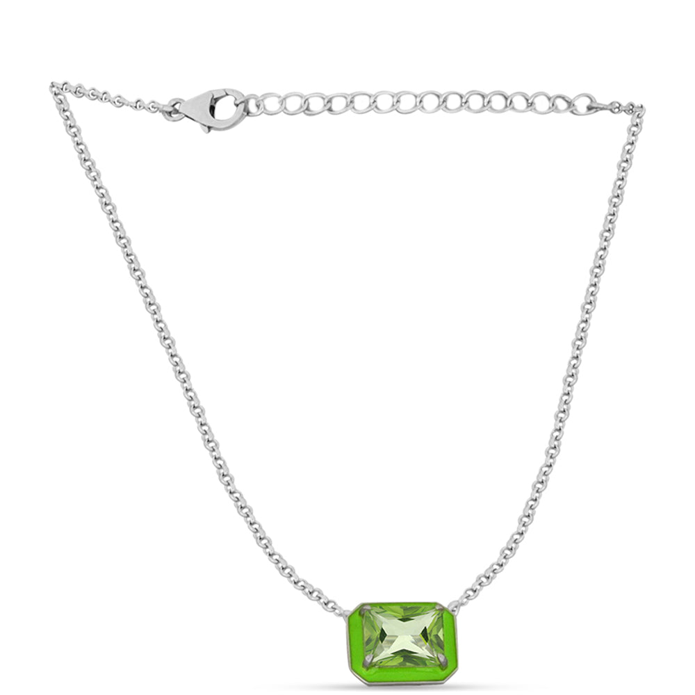 Collar de Plata con Cuarzo Verde Helecho 1 
