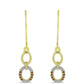Pendientes de Plata Bañada en Oro con Diamante Champagne y Diamante blanco