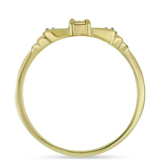 Anillo de Plata Bañada en Oro con Diamante Champagne y Diamante blanco