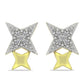 Pendientes de Plata Bañada en Oro con Diamante blanco