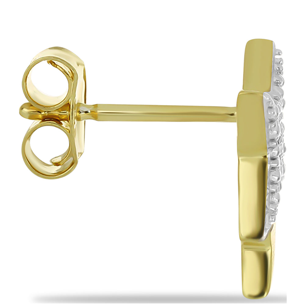 Conjunto de Plata Bañada en Oro con Diamante Champagne y Diamante blanco ( Pendientes ) 3 
