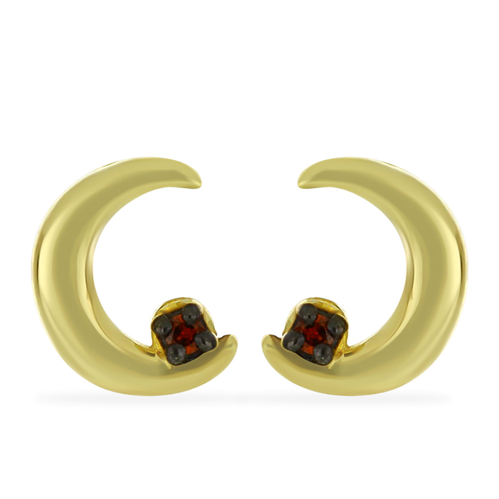 Conjunto de Plata Bañada en Oro con Diamante Champagne y Diamante blanco ( Pendientes )