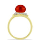Anillo de Plata Bañada en Oro con Perla roja de río y Topacio Blanco